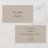 Modern minimalistisch monogram bruin neutraal bero visitekaartje (Voorkant / Achterkant)