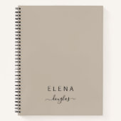 Modern Minimalistisch Monogram Bruin Neutraal Scri Notitieboek (Voorkant)