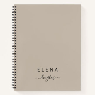 Modern Minimalistisch Monogram Bruin Neutraal Scri Notitieboek