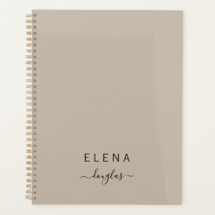Modern Minimalistisch Monogram Bruin Neutraal Scri Planner