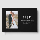 Modern minimalistisch Monogram Couple Photo Weddin Gastenboek (Voorkant)