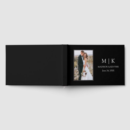 Modern minimalistisch Monogram Couple Photo Weddin Gastenboek (Volledig)