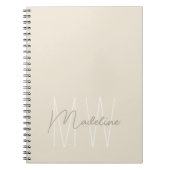 Modern Minimalistisch Monogram Crème Notitieboek (Voorkant)
