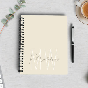 Modern Minimalistisch Monogram Crème Notitieboek