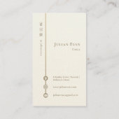 Modern minimalistisch monogram Faux linnen wit en Visitekaartje (Achterkant)