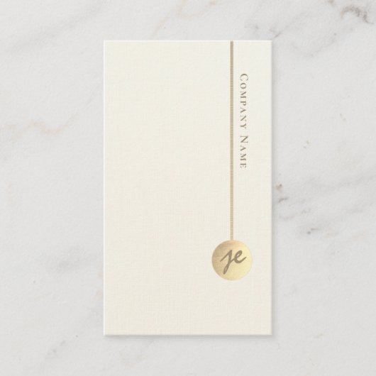 Modern minimalistisch monogram Faux linnen wit en Visitekaartje (Voorkant)