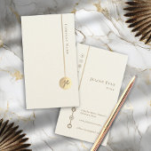 Modern minimalistisch monogram Faux linnen wit en Visitekaartje