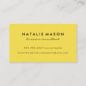 Modern minimalistisch monogram geel visitekaartje (Achterkant)