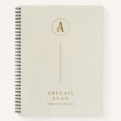 Modern minimalistisch monogram goud en crème spira notitieboek (Voorkant)