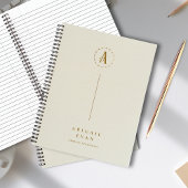 Modern minimalistisch monogram goud en crème spira notitieboek