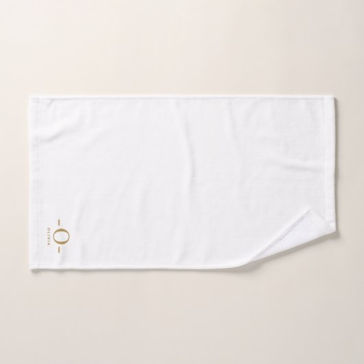 Modern Minimalistisch Monogram Goud Wit Bad Handdoek (Handdoek)