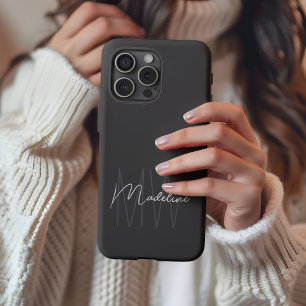 Modern Minimalistisch Monogram Grijs iPhone 16 Pro Max Hoesje