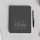Modern Minimalistisch Monogram Grijs Notitieboek