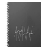 Modern Minimalistisch Monogram Grijs Notitieboek (Voorkant)