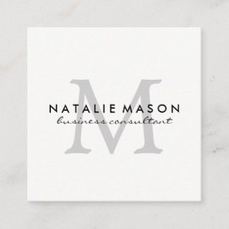 Modern Minimalistisch Monogram Grijs op Wit Vierkante Visitekaartje