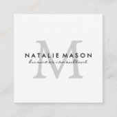 Modern minimalistisch monogram grijs op wit vierkante visitekaartje (Voorkant)