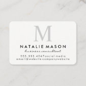 Modern minimalistisch monogram grijs op wit visitekaartje (Voorkant)