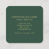 Modern minimalistisch monogram groen goud elegant vierkante visitekaartje (Achterkant)