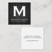 Modern minimalistisch monogram houten paneel vierkante visitekaartje (Voorkant / Achterkant)