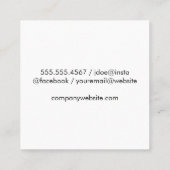 Modern minimalistisch monogram houten paneel vierkante visitekaartje (Achterkant)