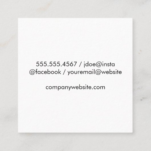 Modern minimalistisch monogram houten paneel vierkante visitekaartje (Achterkant)