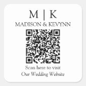 Modern Minimalistisch Monogram Huwelijk Je QR-code Vierkante Sticker (Voorkant)