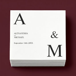 Modern Minimalistisch Monogram Huwelijk Servet