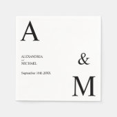 Modern Minimalistisch Monogram Huwelijk Servet (Voorkant)