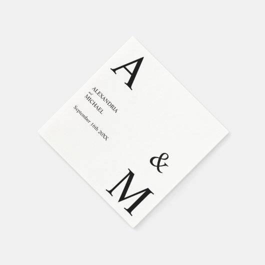 Modern Minimalistisch Monogram Huwelijk Servet (Hoek)