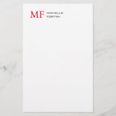 Modern minimalistisch monogram Initiaal effen rood Briefpapier (Voorkant)