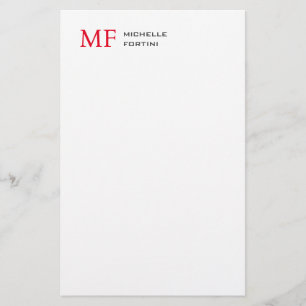 Modern minimalistisch monogram Initiaal effen rood Briefpapier