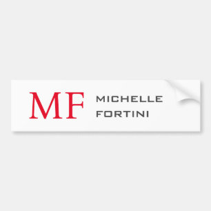 Modern minimalistisch monogram Initiaal effen rood Bumpersticker