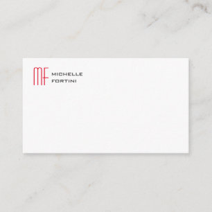 Modern minimalistisch monogram Initiaal effen rood Informatiekaartje