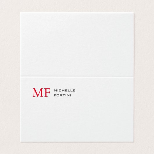 Modern minimalistisch monogram Initiaal effen rood Kaart (Buitenkant ongevouwen)