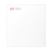 Modern minimalistisch monogram Initiaal effen rood Notitieblok (Voorkant)