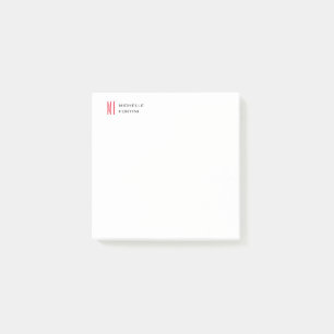 Modern minimalistisch monogram Initiaal effen rood Post-it® Notes