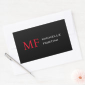 Modern Minimalistisch Monogram Initiaal Effen Rood Rechthoekige Sticker (Envelop)