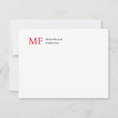 Modern Minimalistisch Monogram Initiaal Effen Rood RSVP Kaartje (Voorkant)