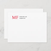 Modern Minimalistisch Monogram Initiaal Effen Rood RSVP Kaartje (Voorkant / Achterkant)