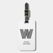 Modern minimalistisch monogram Initiaal en naam Bagagelabel (Voorkant verticaal)