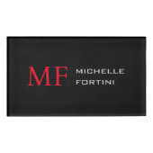 Modern minimalistisch monogram Initiaal Plain Rood Naambadge (Voorkant)