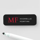 Modern minimalistisch monogram Initiaal Plain Rood Naamplaatje (In situ)