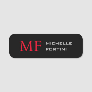 Modern minimalistisch monogram Initiaal Plain Rood Naamplaatje