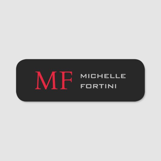 Modern minimalistisch monogram Initiaal Plain Rood Naamplaatje (Voorkant)