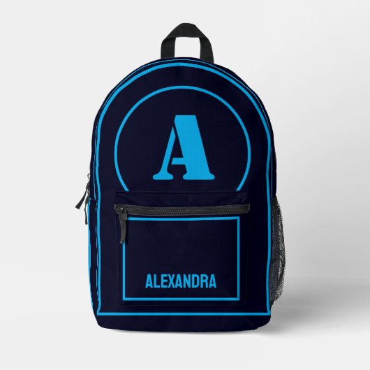 Modern minimalistisch monogram Initiaal, verjaarda Bedrukte Rugzak (Voorkant)