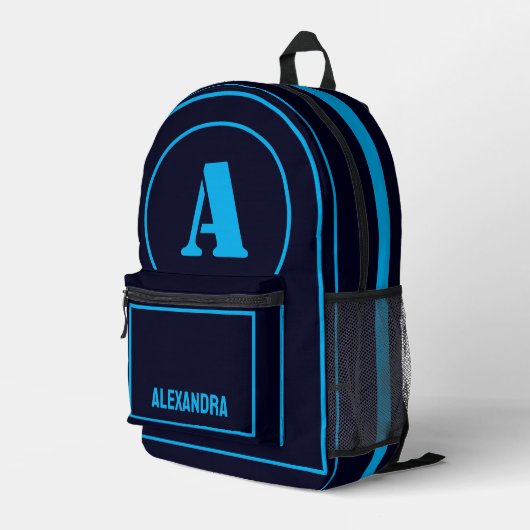 Modern minimalistisch monogram Initiaal, verjaarda Bedrukte Rugzak (Achterkant Hoek Rechts)