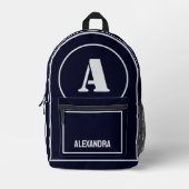 Modern minimalistisch monogram Initiaal, verjaarda Bedrukte Rugzak (Voorkant)