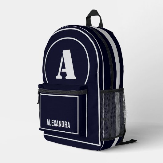 Modern minimalistisch monogram Initiaal, verjaarda Bedrukte Rugzak (Achterkant Hoek Rechts)