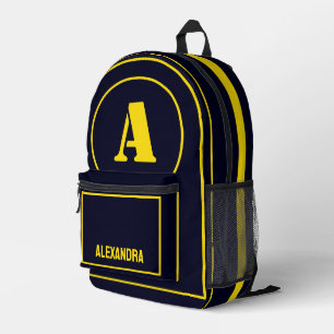 Modern minimalistisch monogram Initiaal, verjaarda Bedrukte Rugzak