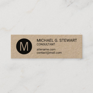 Modern minimalistisch Monogram Kraft Paper Mini Visitekaartje